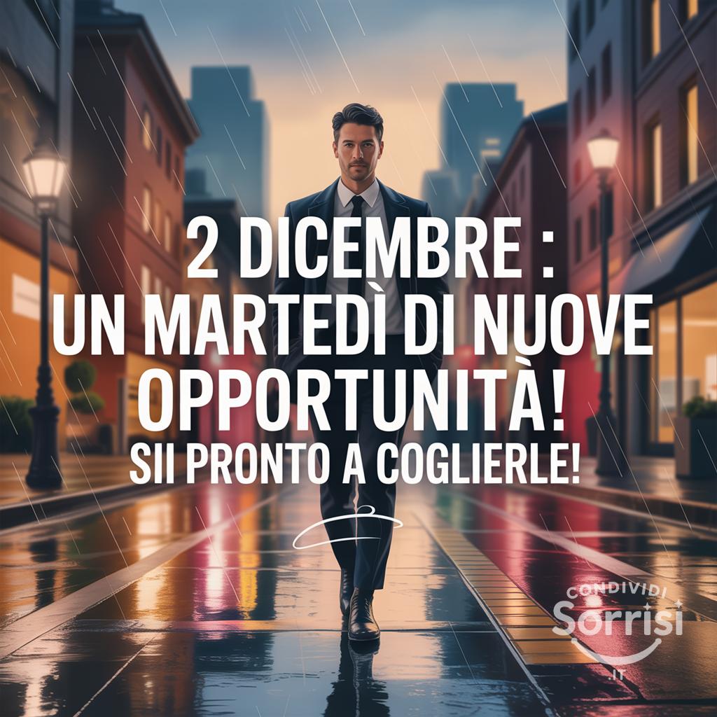 2 Dicembre : un martedì di nuove opportunità! Sii pronto a coglierle!