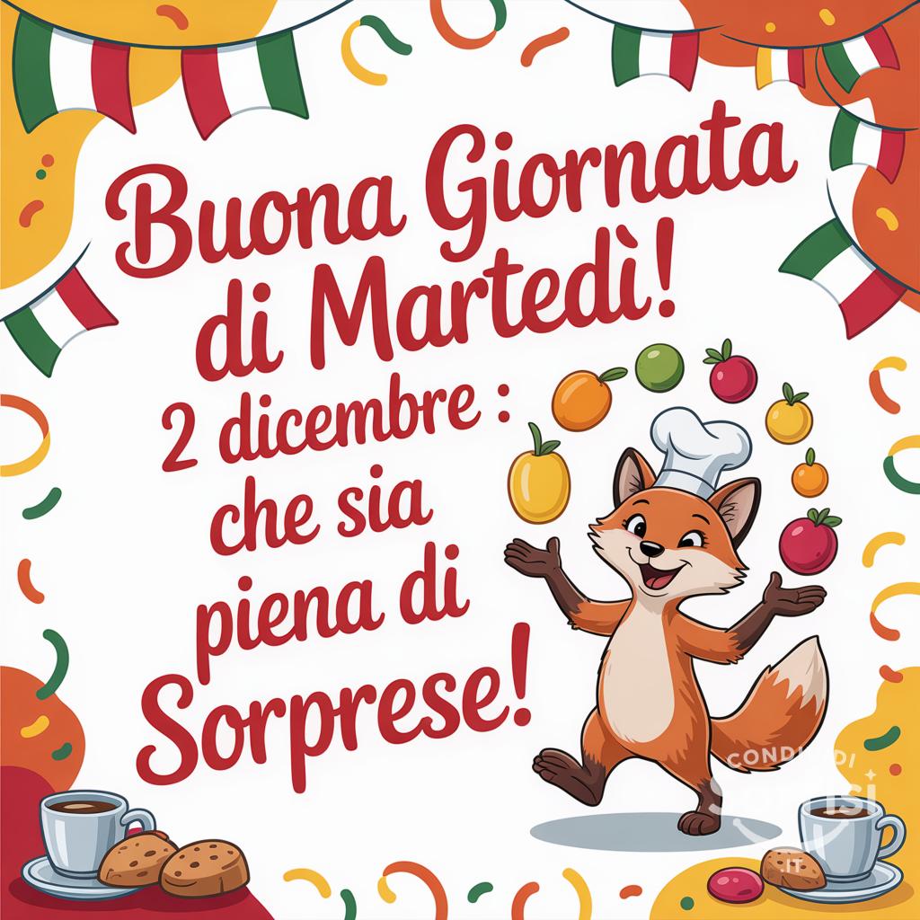Buona giornata di martedì! 2 Dicembre : che sia piena di sorprese!