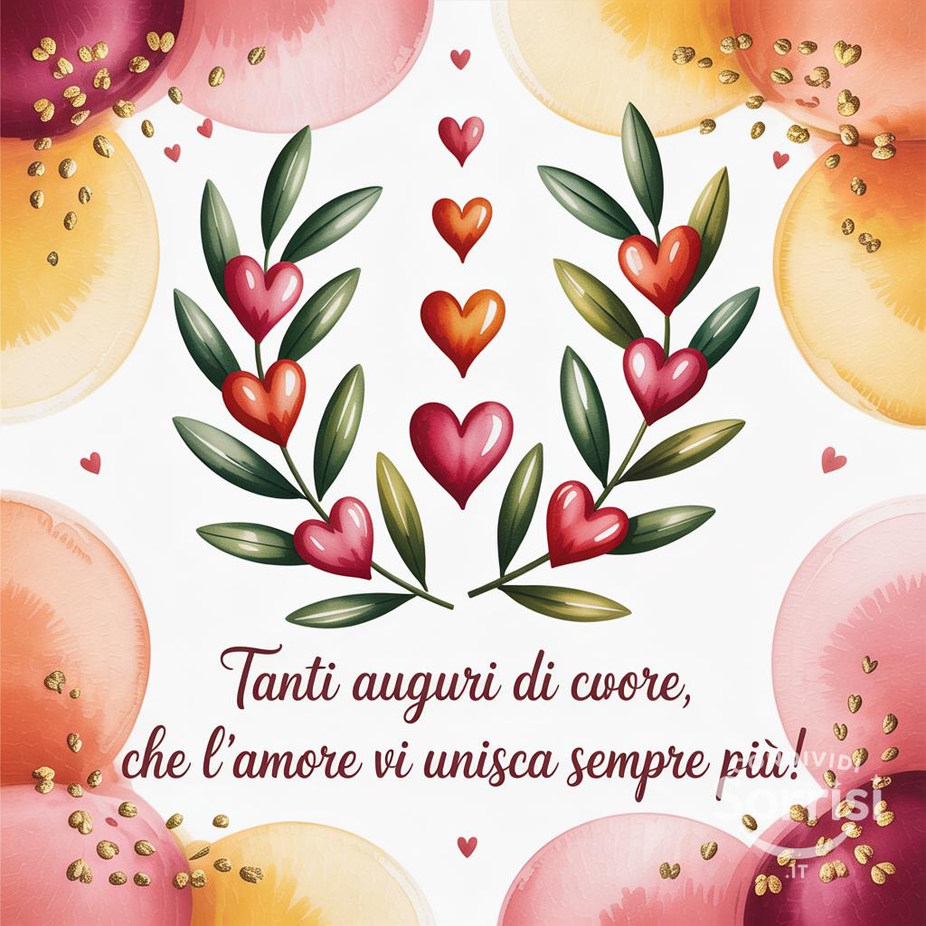 Tanti auguri di cuore, che l'amore vi unisca sempre più!