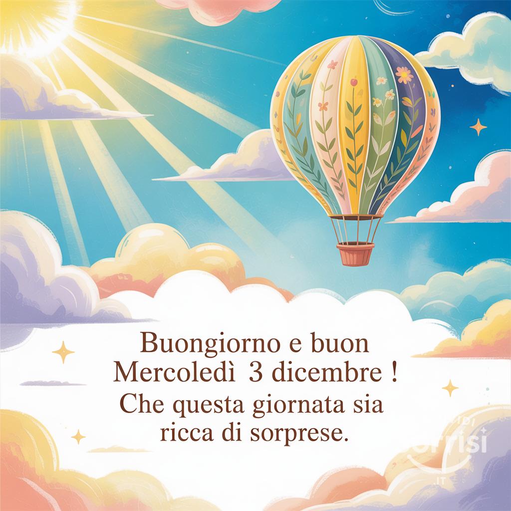 Buongiorno e buon mercoledì 3 dicembre ! Che questa giornata sia ricca di sorprese.