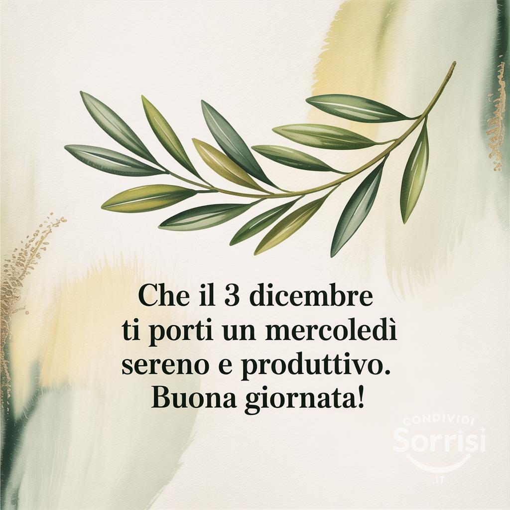 Che il 3 dicembre  ti porti un mercoledì sereno e produttivo. Buona giornata!