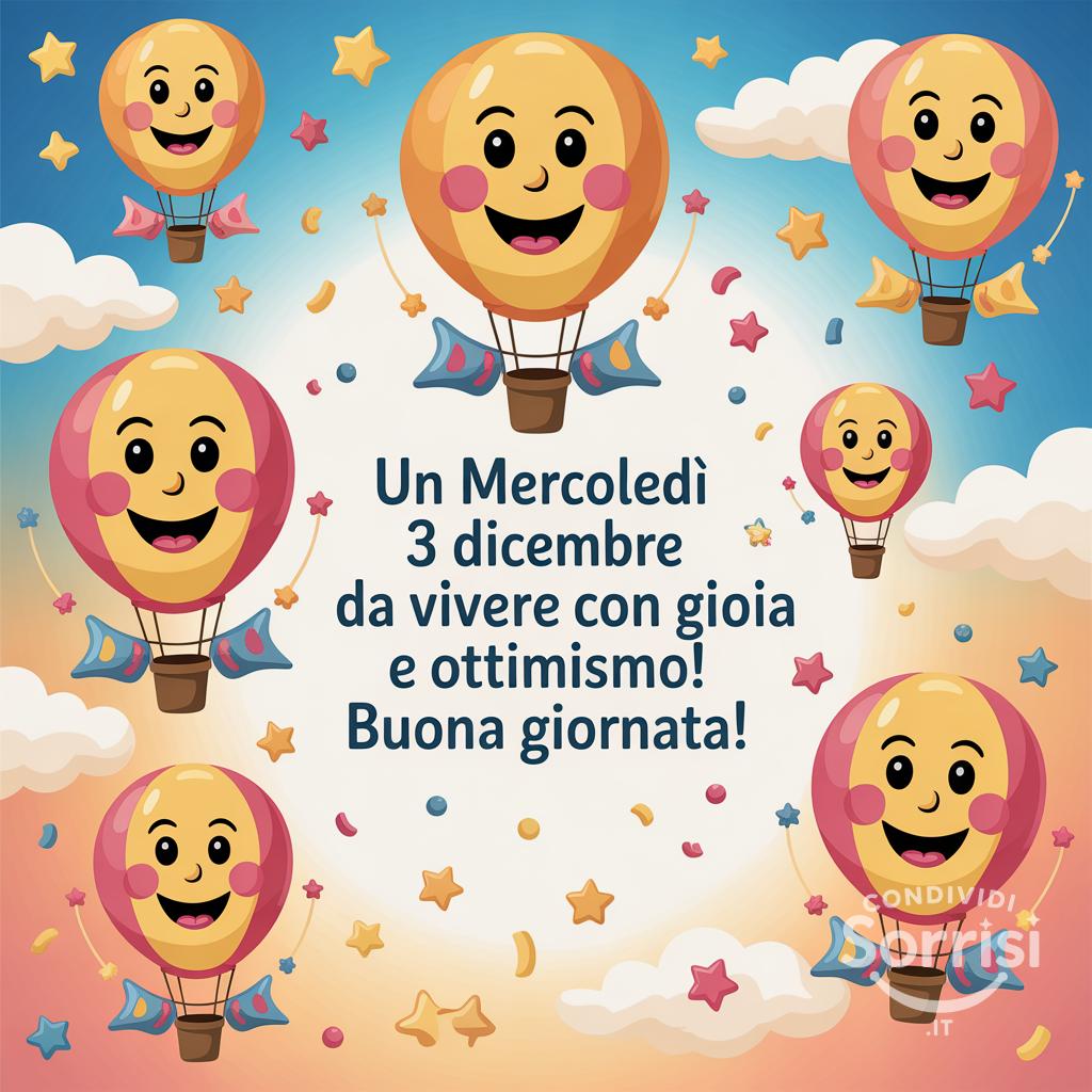 Un mercoledì 3 dicembre  da vivere con gioia e ottimismo! Buona giornata!