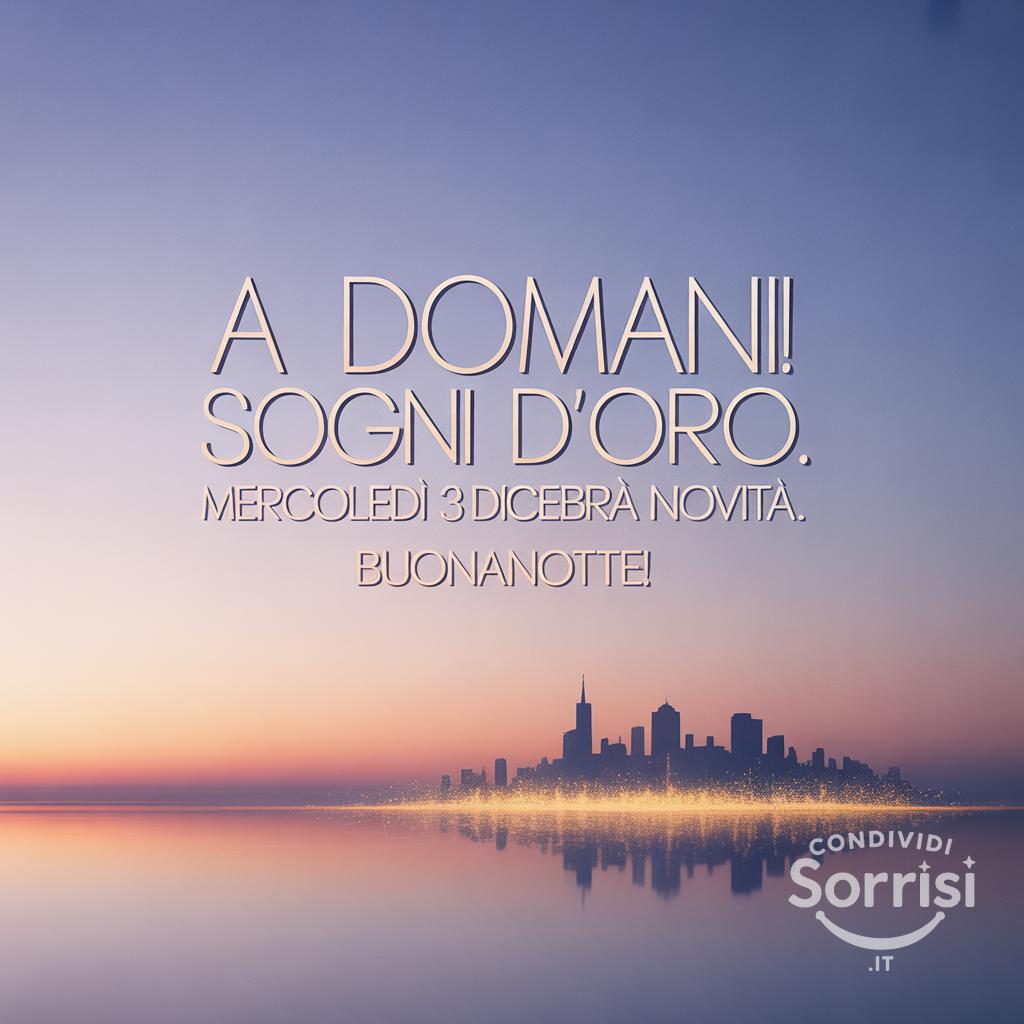 A domani! Sogni d'oro. Mercoledì 3 dicembre  porterà novità. Buonanotte!