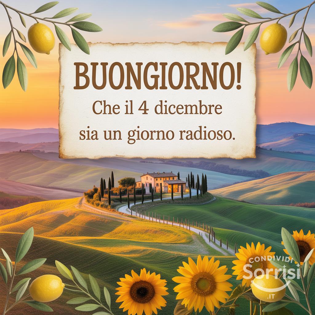 Buongiorno! Che il 4 dicembre  sia un giorno radioso.