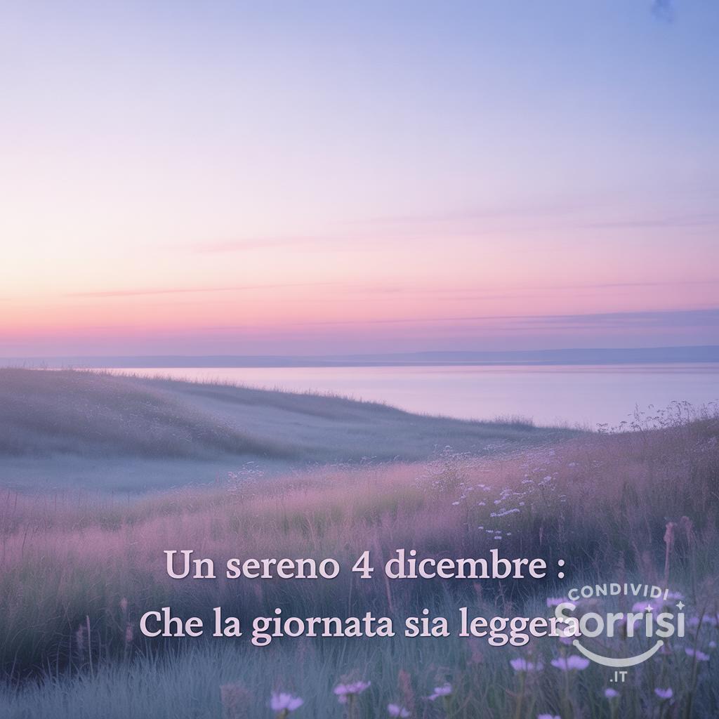 Un sereno 4 dicembre : che la giornata sia leggera.