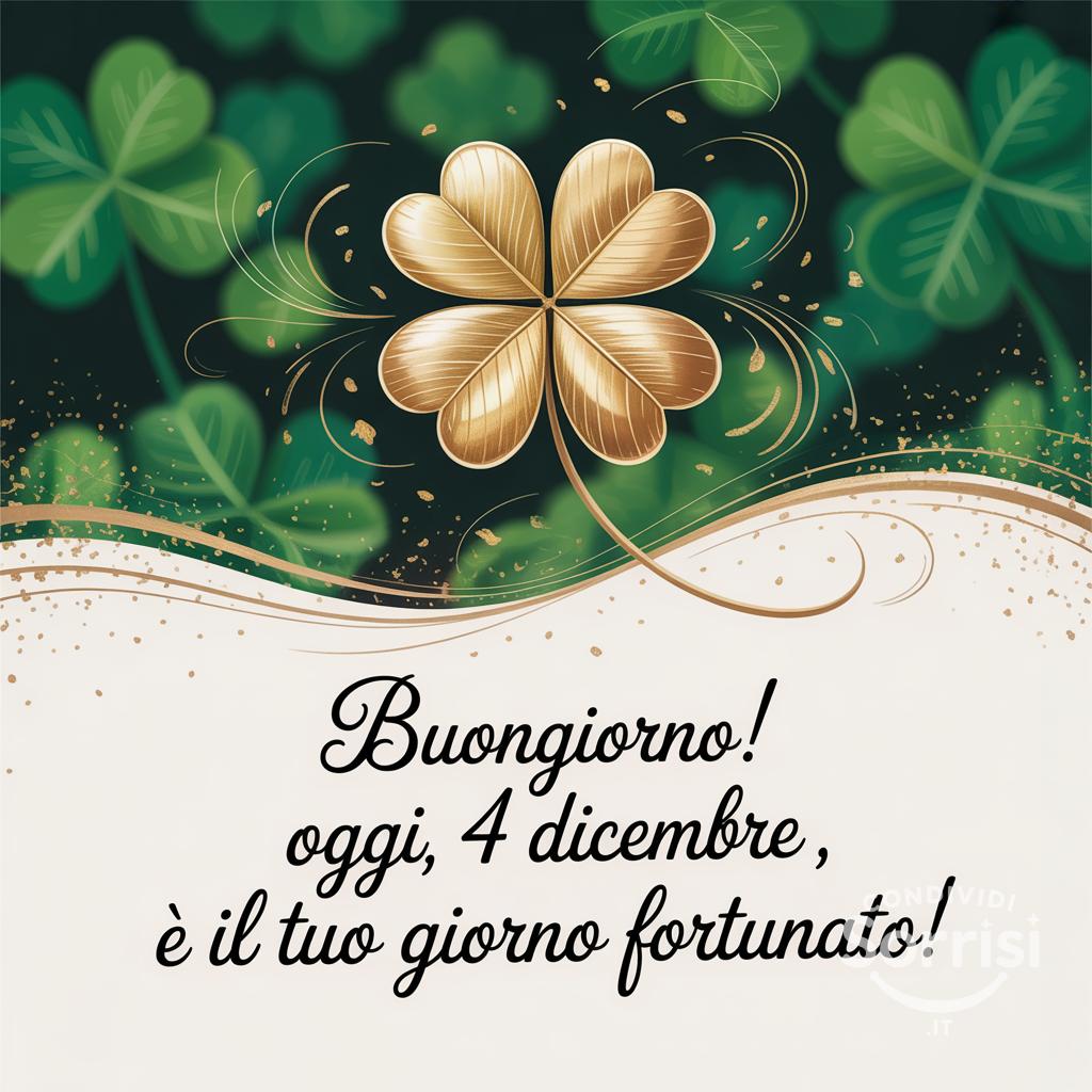 Buongiorno! Oggi, 4 dicembre , è il tuo giorno fortunato!