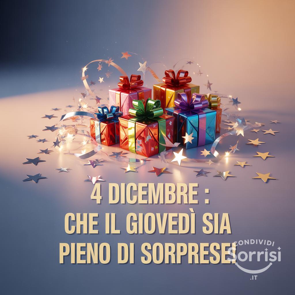 4 dicembre : che il giovedì sia pieno di sorprese!