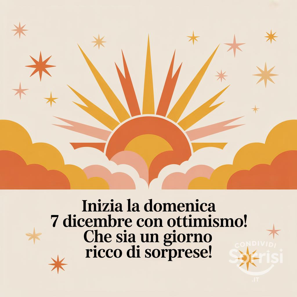 Inizia la domenica 7 dicembre  con ottimismo!  Che sia un giorno ricco di sorprese!