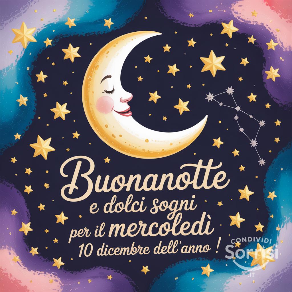 Buonanotte e dolci sogni per il mercoledì 10 dicembre dell'anno !