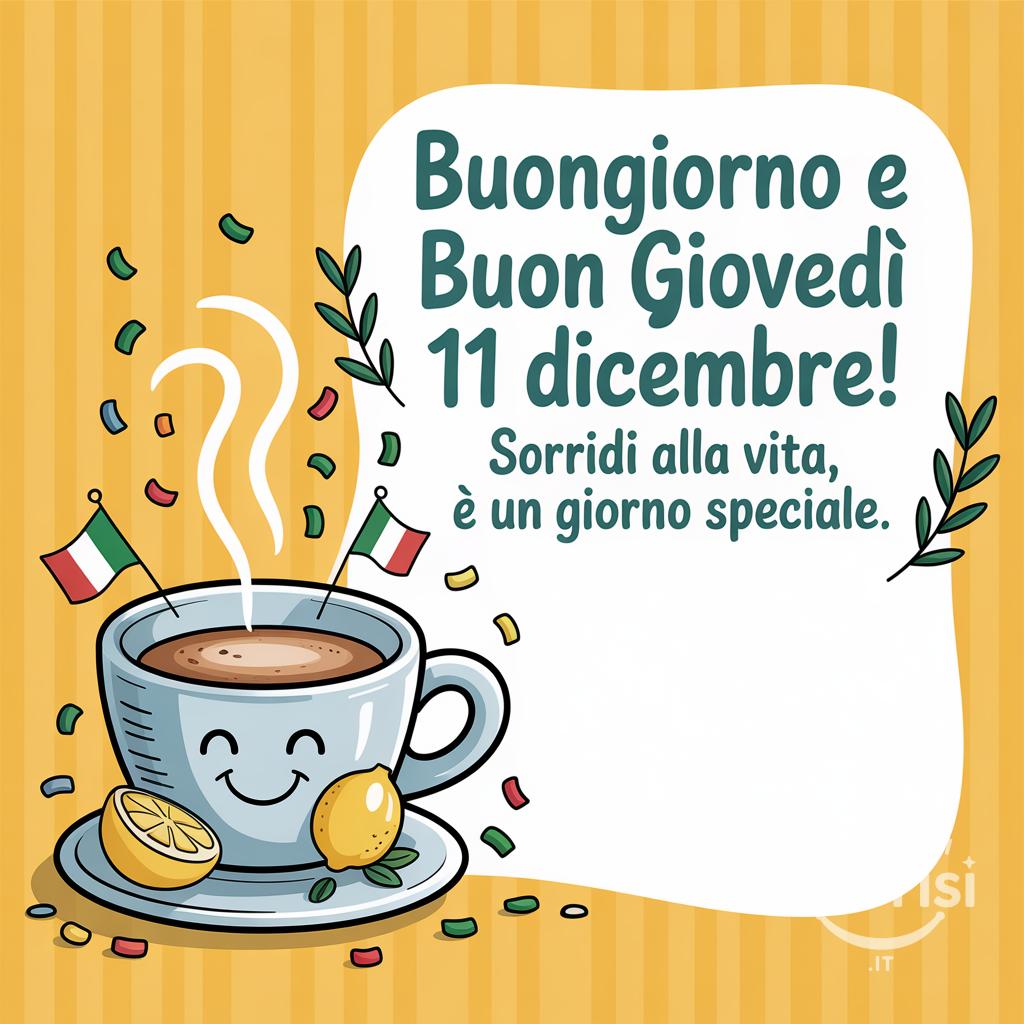 Buongiorno e buon giovedì 11 dicembre! Sorridi alla vita, è un giorno speciale.