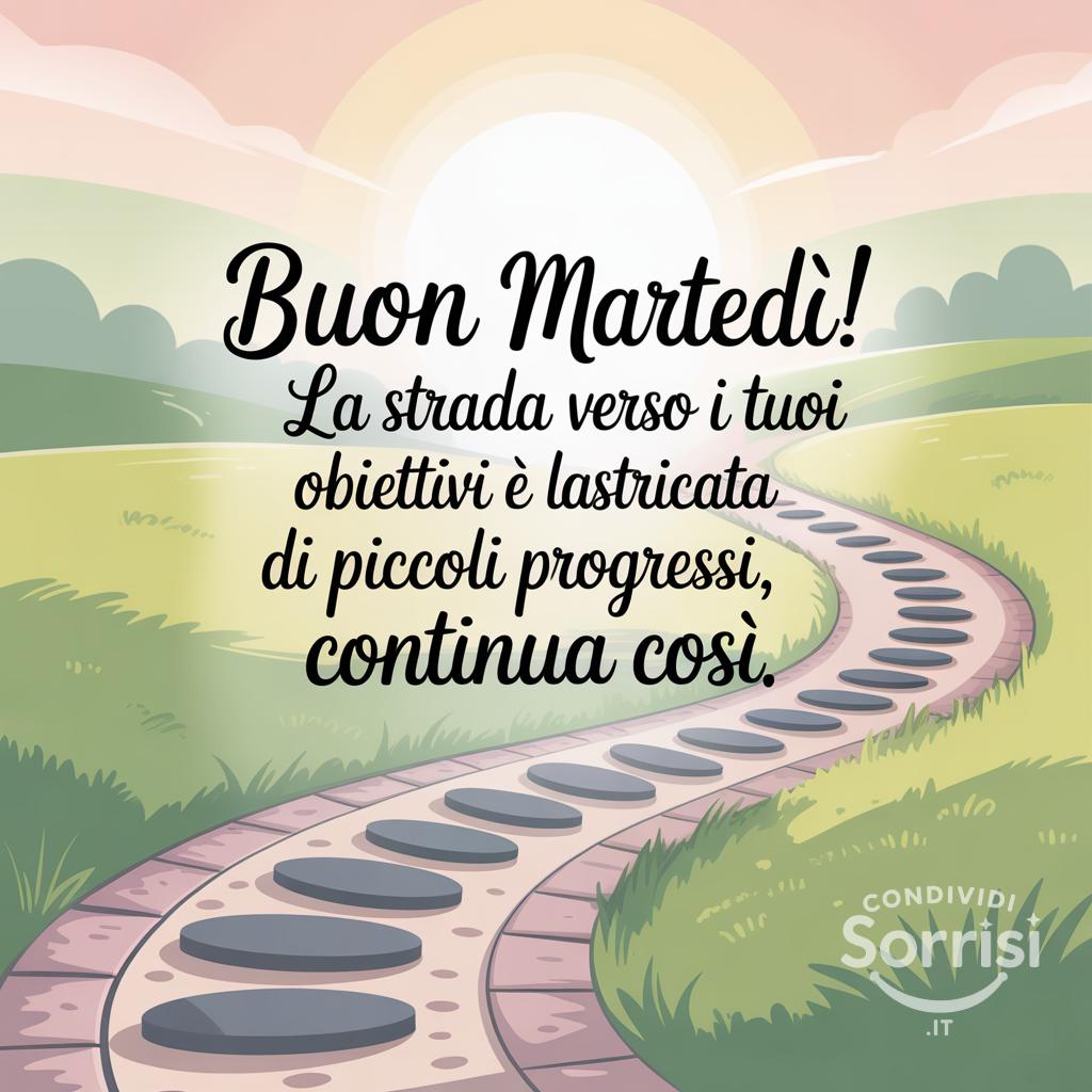 Buon martedì! La strada verso i tuoi obiettivi è lastricata di piccoli progressi, continua così