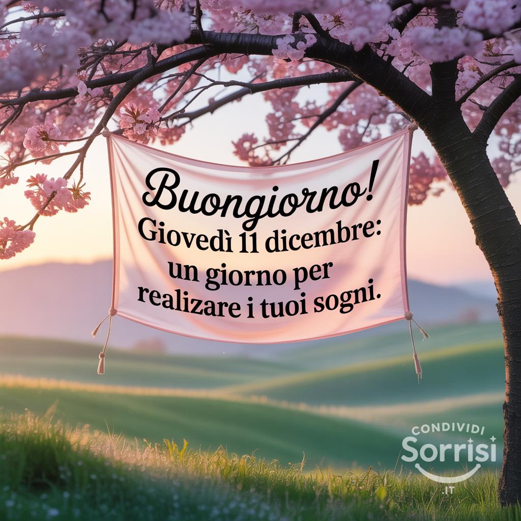 Buongiorno! Giovedì 11 dicembre: un giorno per realizzare i tuoi sogni.