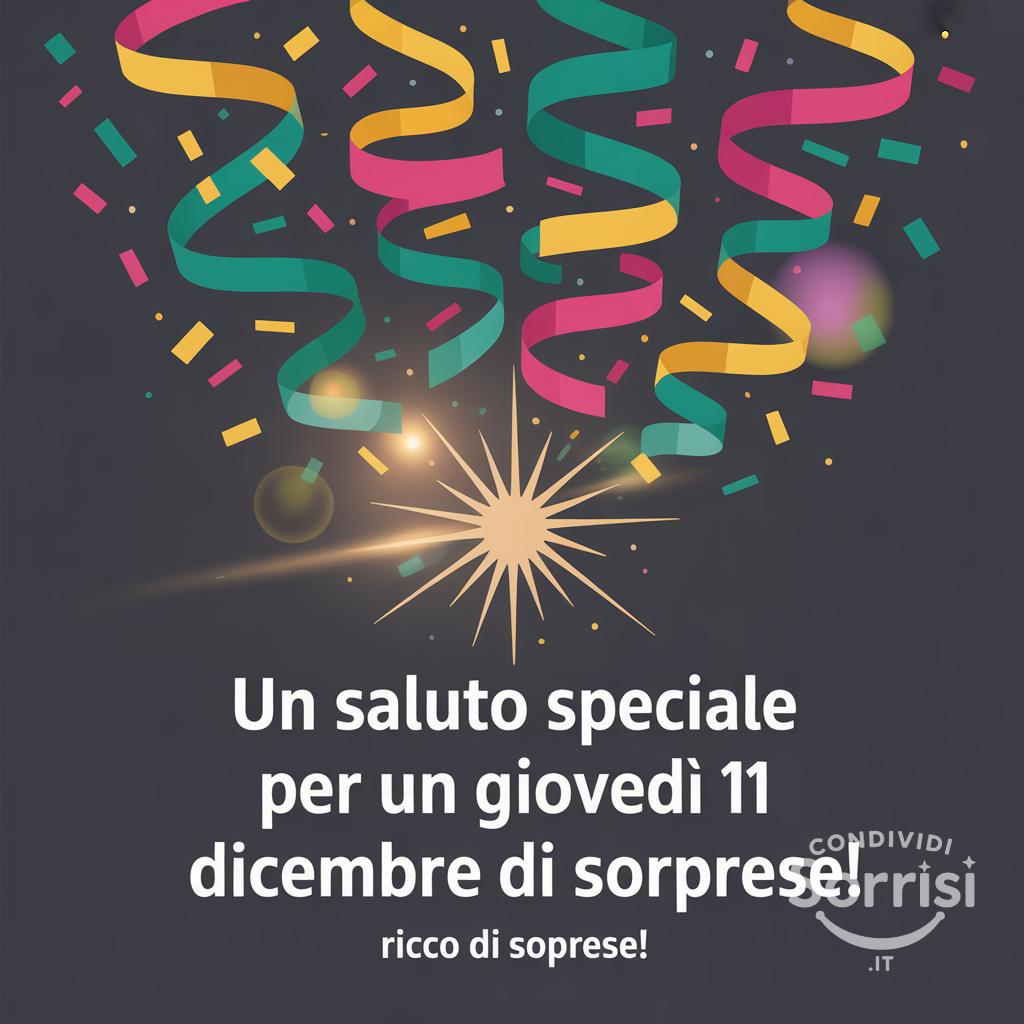 Un saluto speciale per un giovedì 11 dicembre ricco di sorprese!