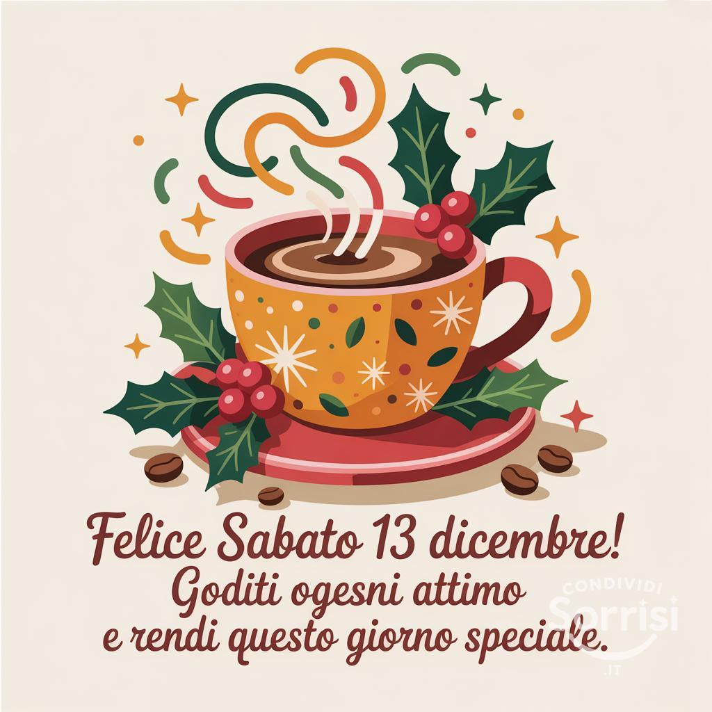 Felice sabato 13 dicembre! Goditi ogni attimo e rendi questo giorno speciale.