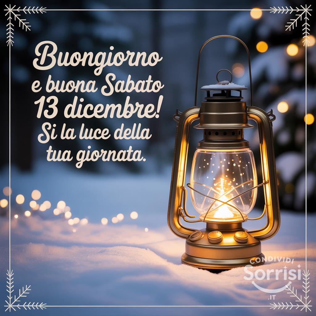 Buongiorno e buona sabato 13 dicembre! Sii la luce della tua giornata.