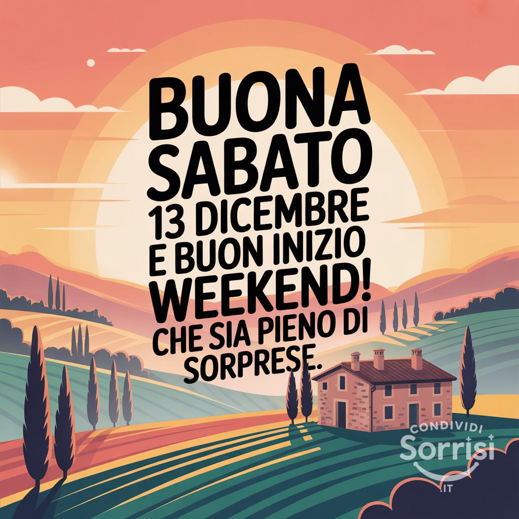 Buona sabato 13 dicembre e buon inizio weekend! Che sia pieno di sorprese.