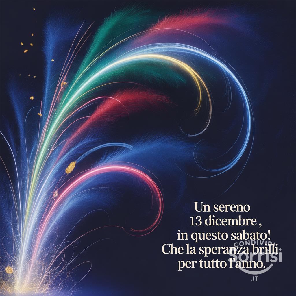 Un sereno 13 dicembre , in questo sabato! Che la speranza brilli per tutto l'anno.