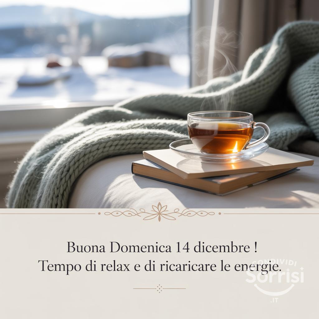 Buona domenica 14 dicembre ! Tempo di relax e di ricaricare le energie.