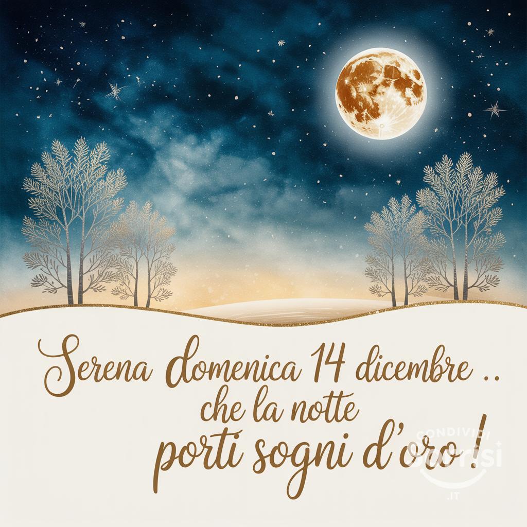 Serena domenica 14 dicembre . Che la notte porti sogni d'oro!