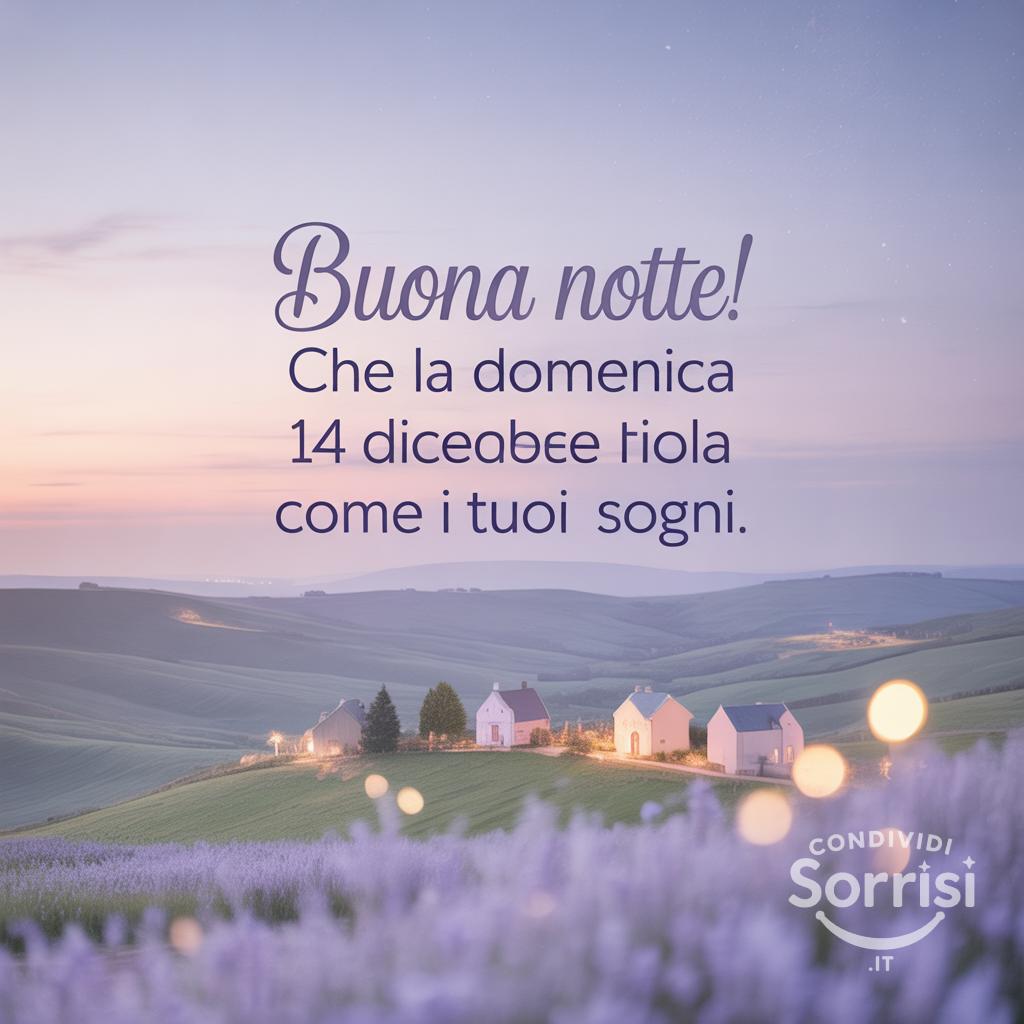 Buona notte! Che la domenica 14 dicembre  sia dolce come i tuoi sogni.