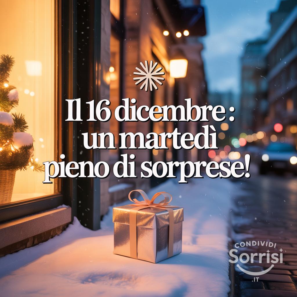 Il 16 dicembre : un martedì pieno di sorprese!