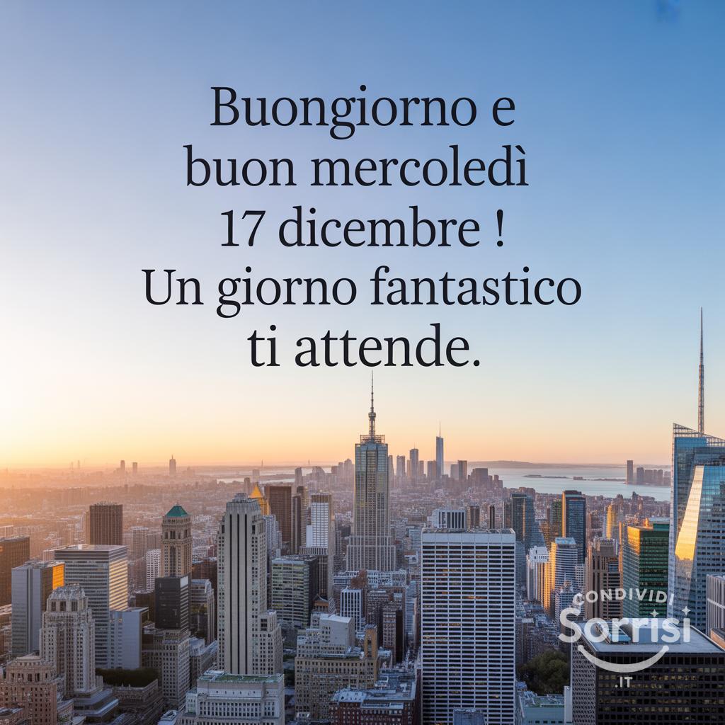 Buongiorno e buon mercoledì 17 dicembre ! Un giorno fantastico ti attende.