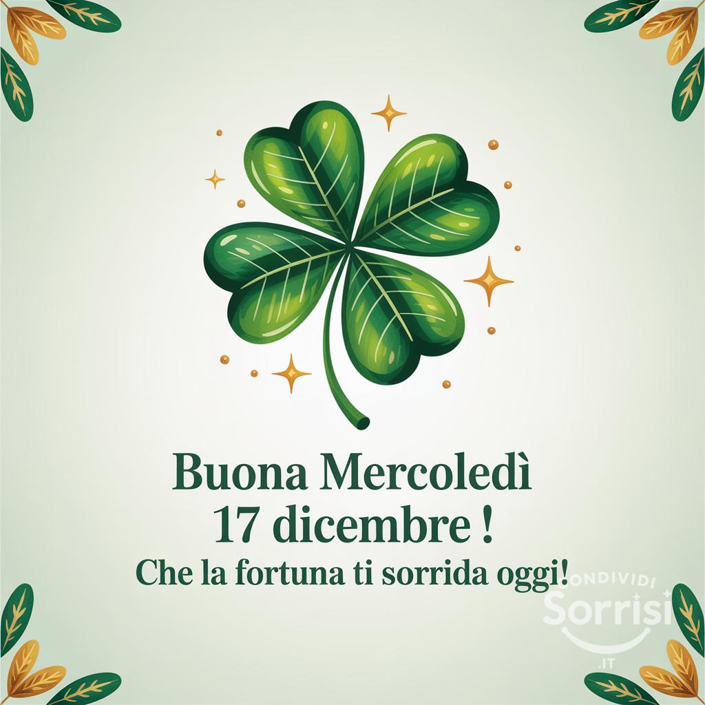 Buona mercoledì 17 dicembre ! Che la fortuna ti sorrida oggi!
