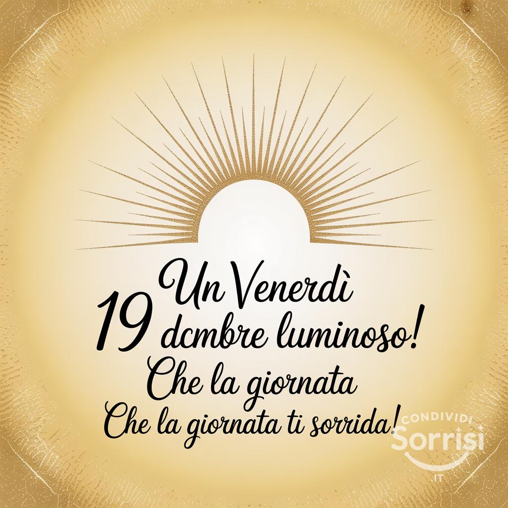 Un venerdì 19 dicembre luminoso! Che la giornata ti sorrida!