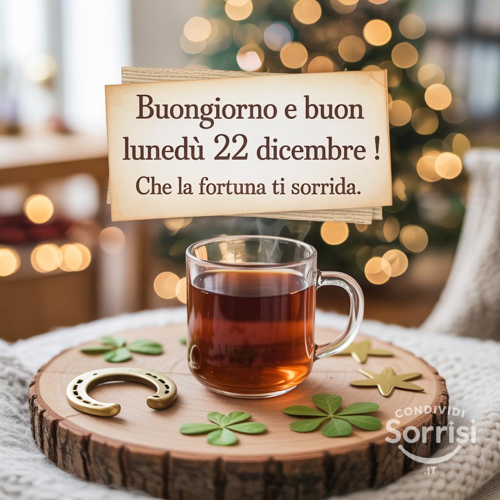 Buongiorno e buon lunedì 22 dicembre ! Che la fortuna ti sorrida.