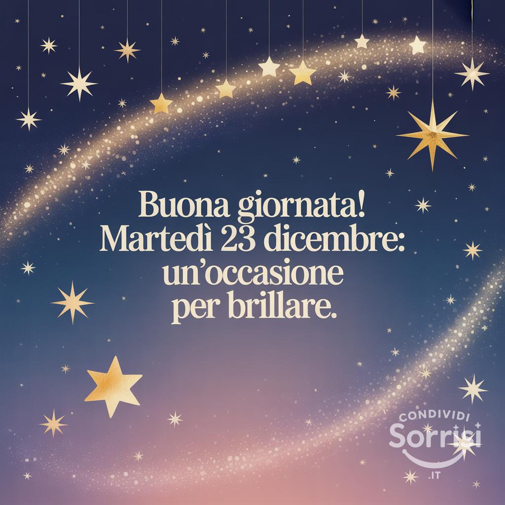 Buona giornata! Martedì 23 dicembre: un'occasione per brillare.