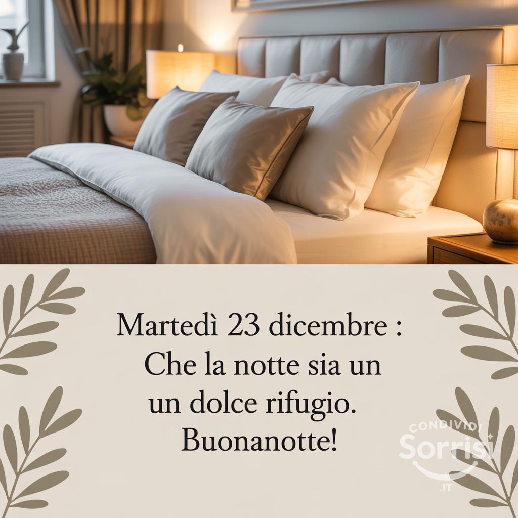 Martedì 23 dicembre : che la notte sia un dolce rifugio. Buonanotte!