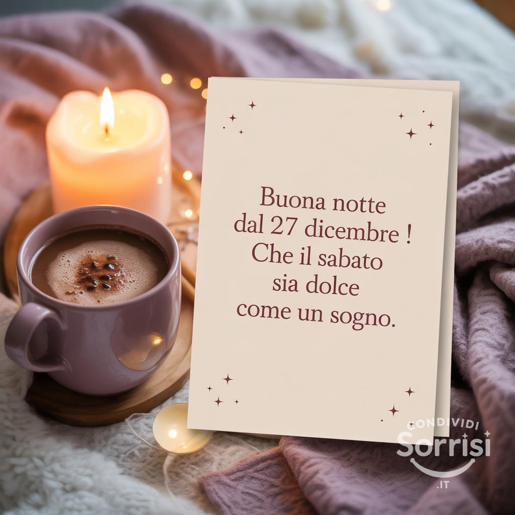 Buona notte dal 27 dicembre ! Che il sabato sia dolce come un sogno.