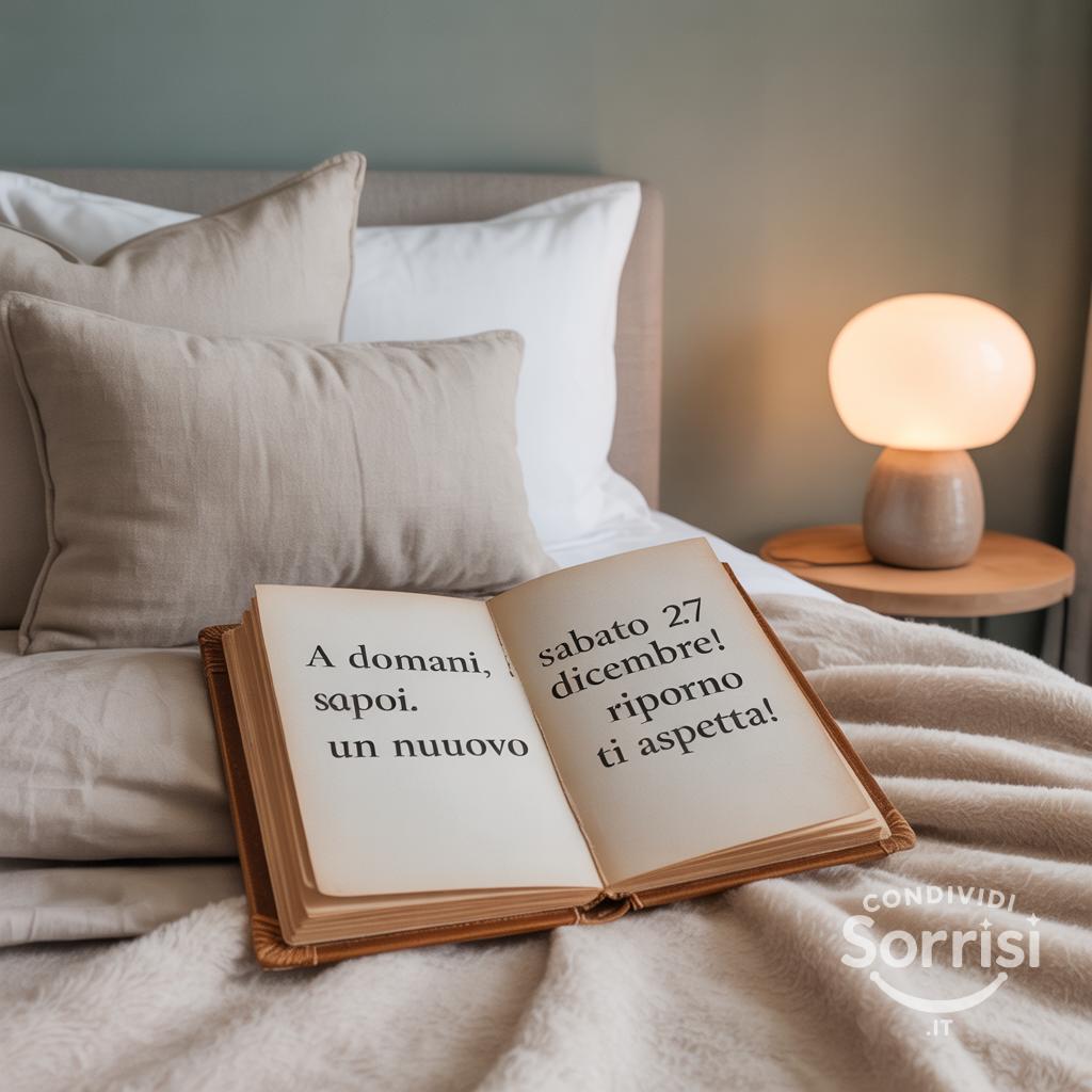 A domani, sabato 27 dicembre ! Riposa, un nuovo giorno ti aspetta!