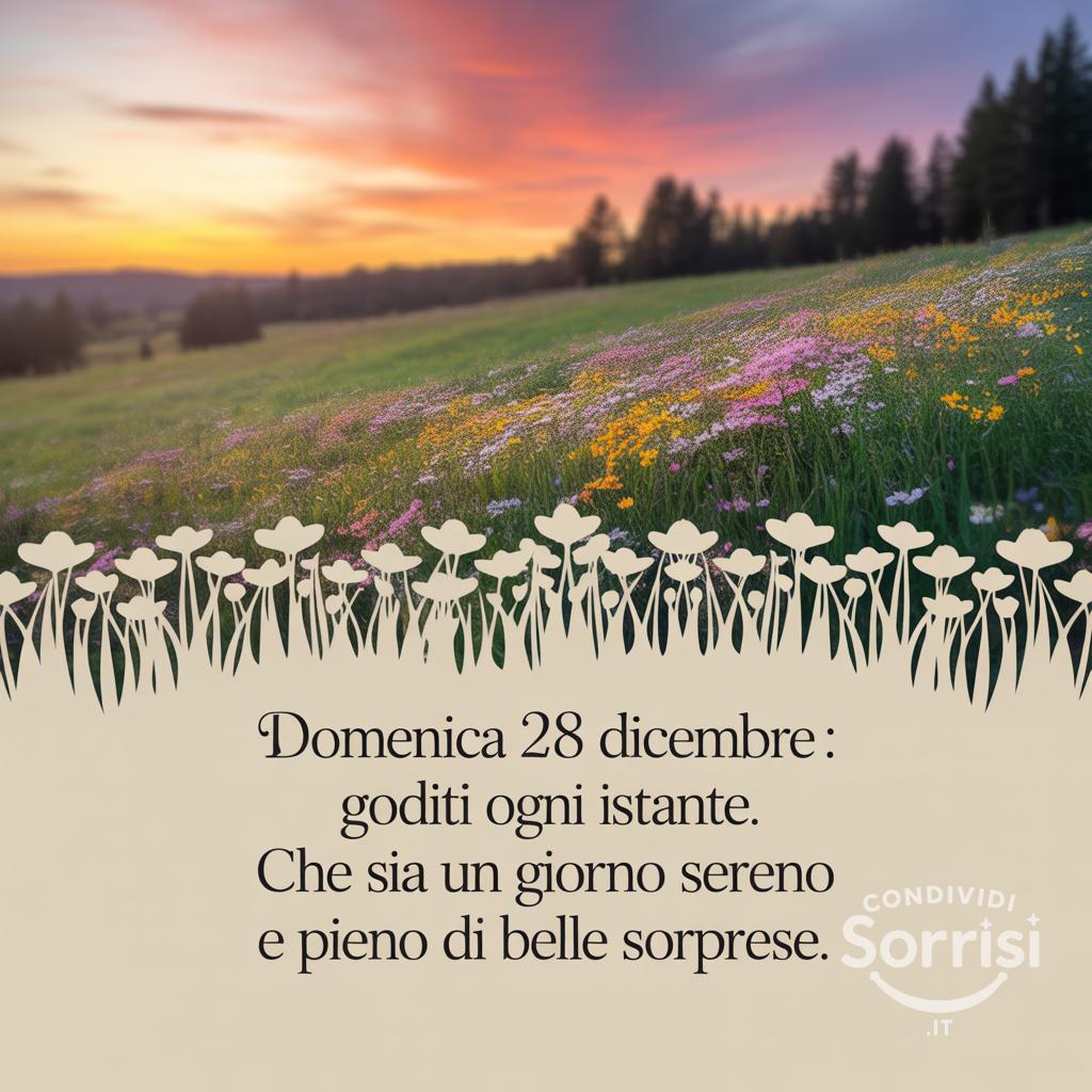 Domenica 28 dicembre : goditi ogni istante. Che sia un giorno sereno e pieno di belle sorprese.