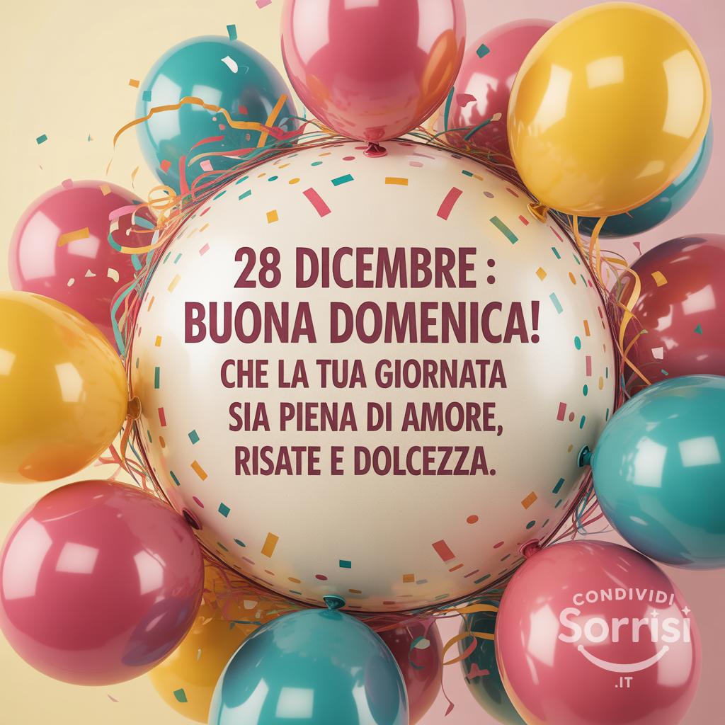 28 dicembre : Buona domenica! Che la tua giornata sia piena di amore, risate e dolcezza.