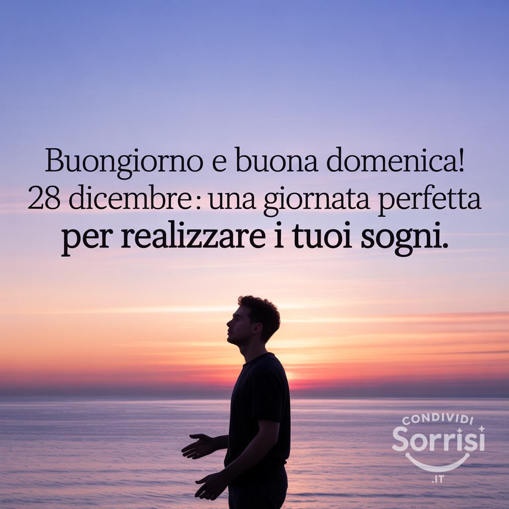 Buongiorno e buona domenica! 28 dicembre : una giornata perfetta per realizzare i tuoi sogni.