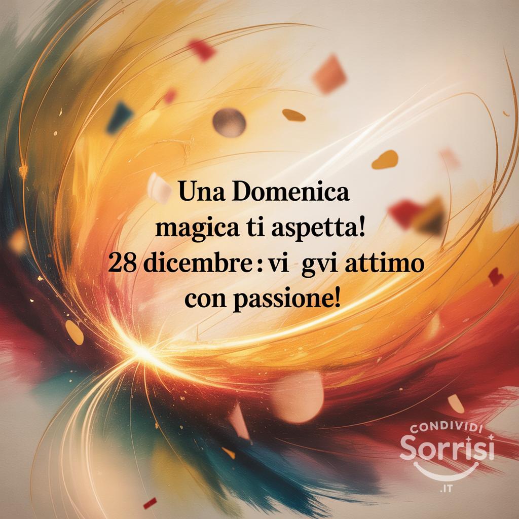 Una domenica magica ti aspetta! 28 dicembre : vivi ogni attimo con passione!