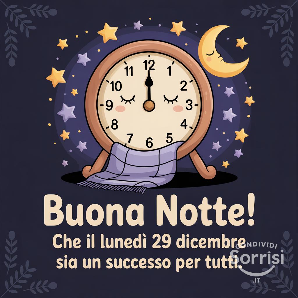 Buona notte! Che il lunedì 29 dicembre  sia un successo per tutti.