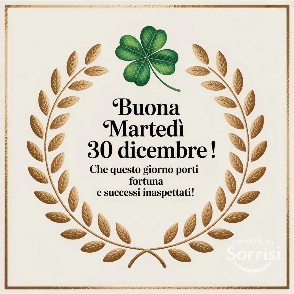 Buona martedì 30 dicembre ! Che questo giorno porti fortuna e successi inaspettati!