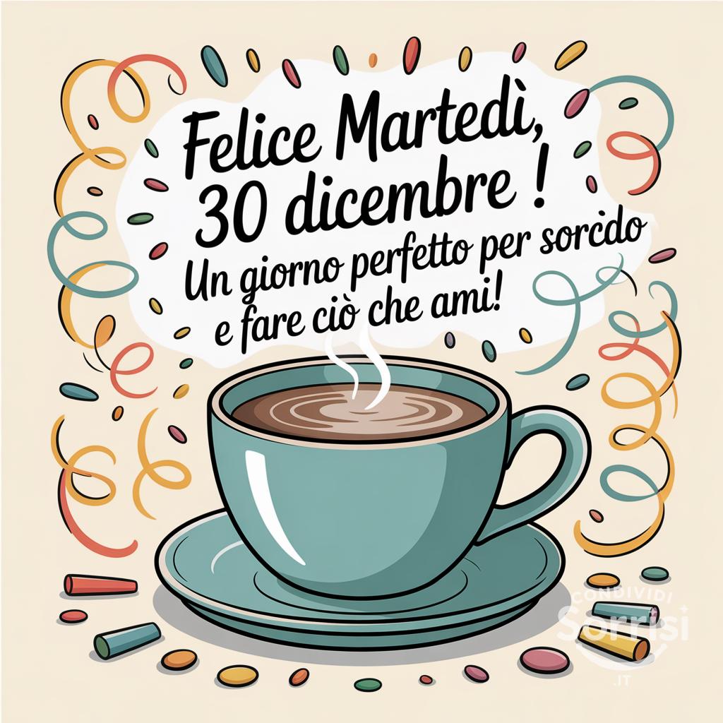 Felice martedì, 30 dicembre ! Un giorno perfetto per sorridere e fare ciò che ami!
