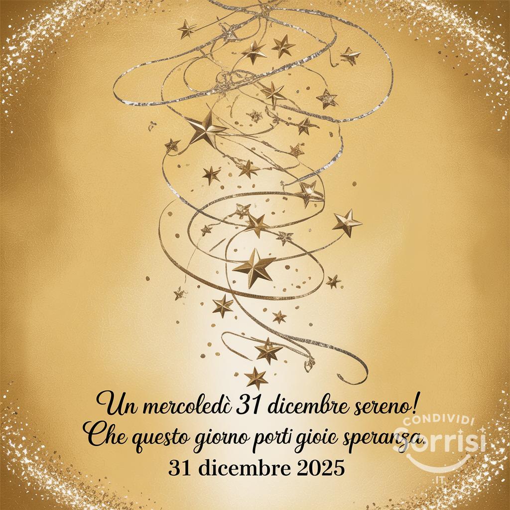 Un mercoledì 31 dicembre sereno! Che questo giorno porti gioia e speranza.