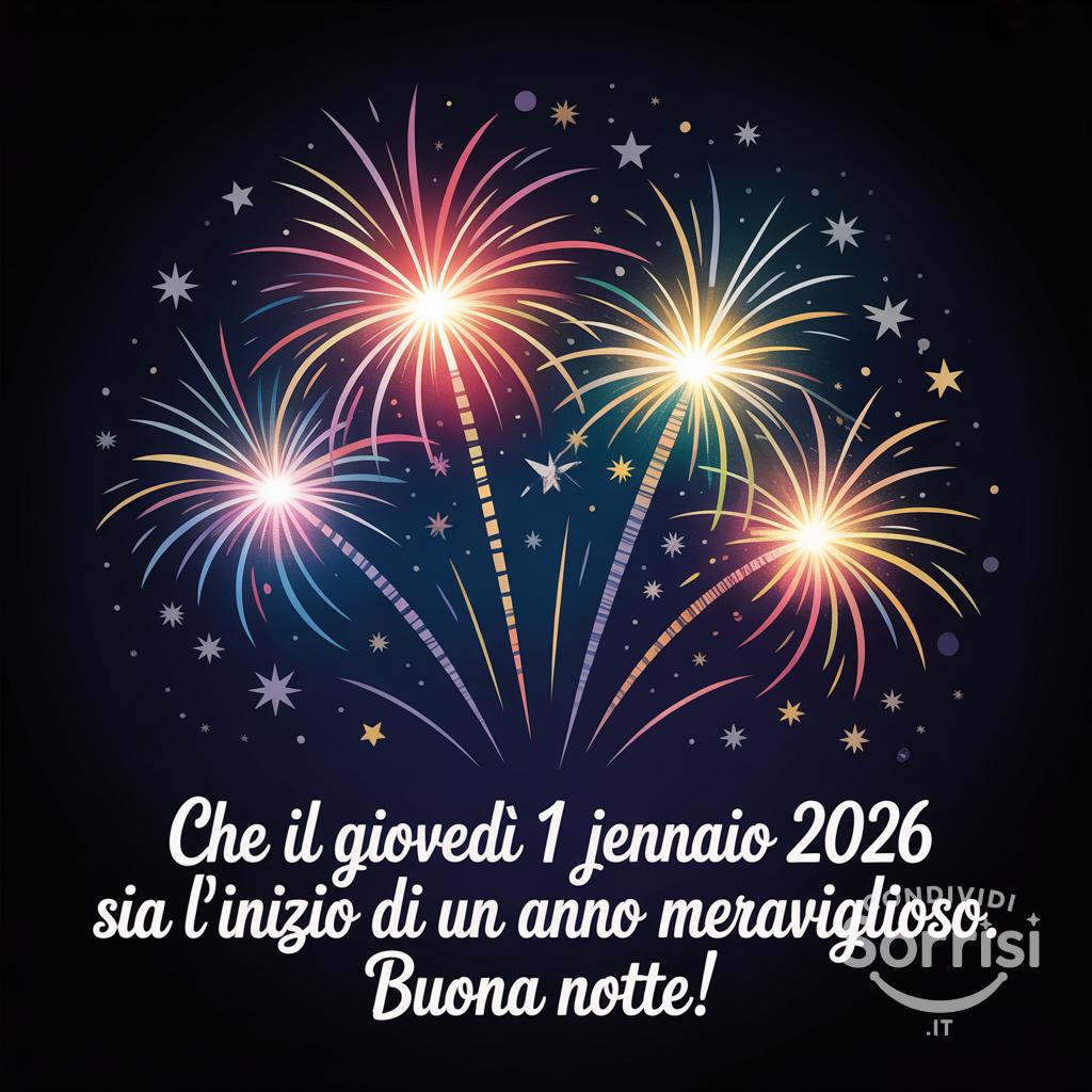 Che il giovedì 1 gennaio 2026 sia l'inizio di un anno meraviglioso. Buona notte!