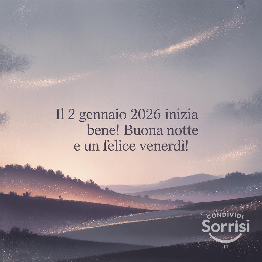 Il 2 gennaio 2026 inizia bene! Buona notte e un felice venerdì!