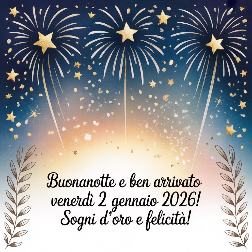 Buonanotte e ben arrivato venerdì 2 gennaio 2026! Sogni d'oro e felicità!