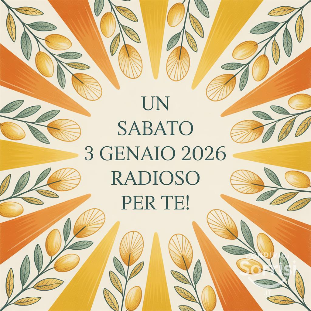 Un sabato 3 gennaio 2026 radioso per te!