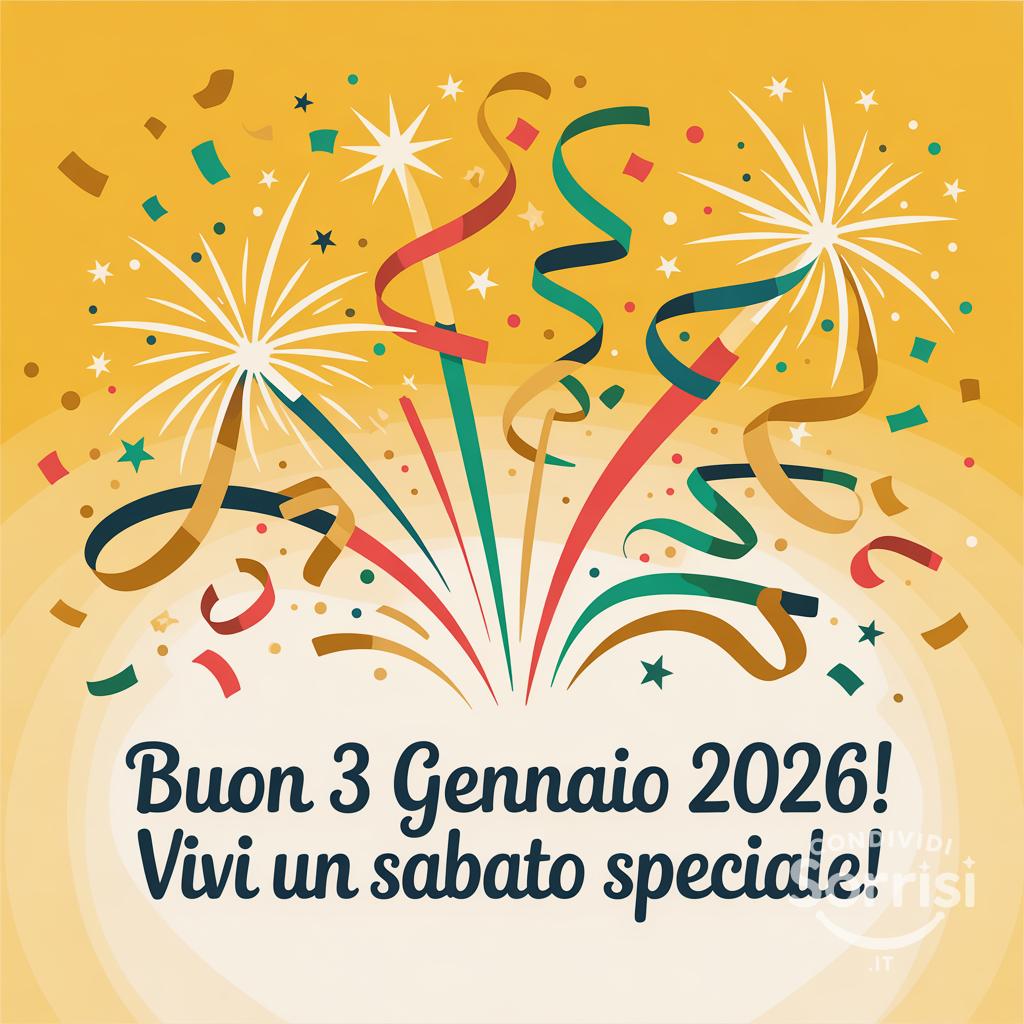 Buon 3 gennaio 2026! Vivi un sabato speciale!
