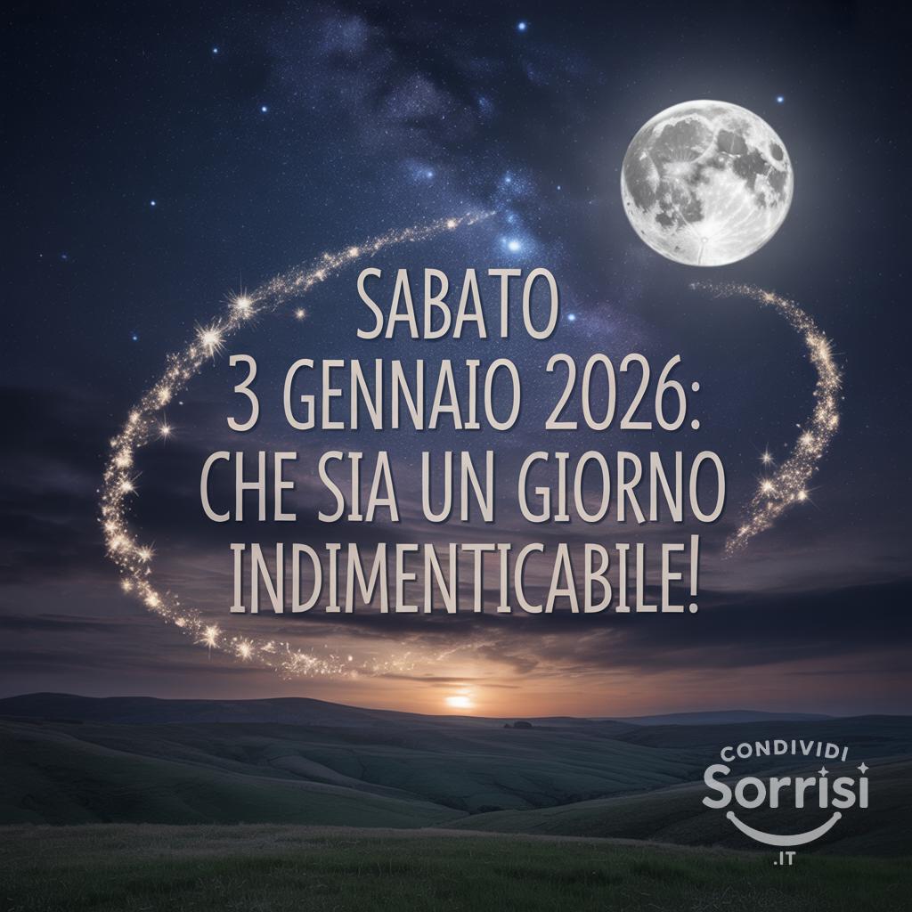 Sabato 3 gennaio 2026: che sia un giorno indimenticabile!