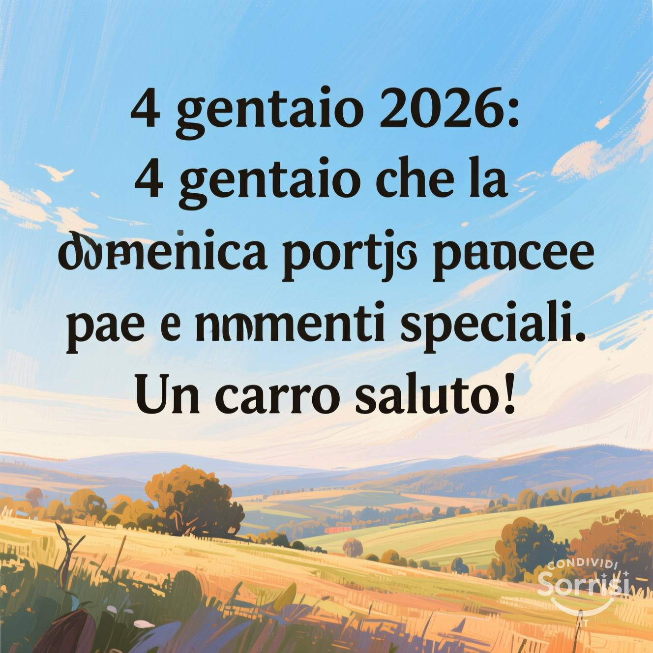 4 gennaio 2026: che la domenica porti pace e momenti speciali. Un caro saluto!