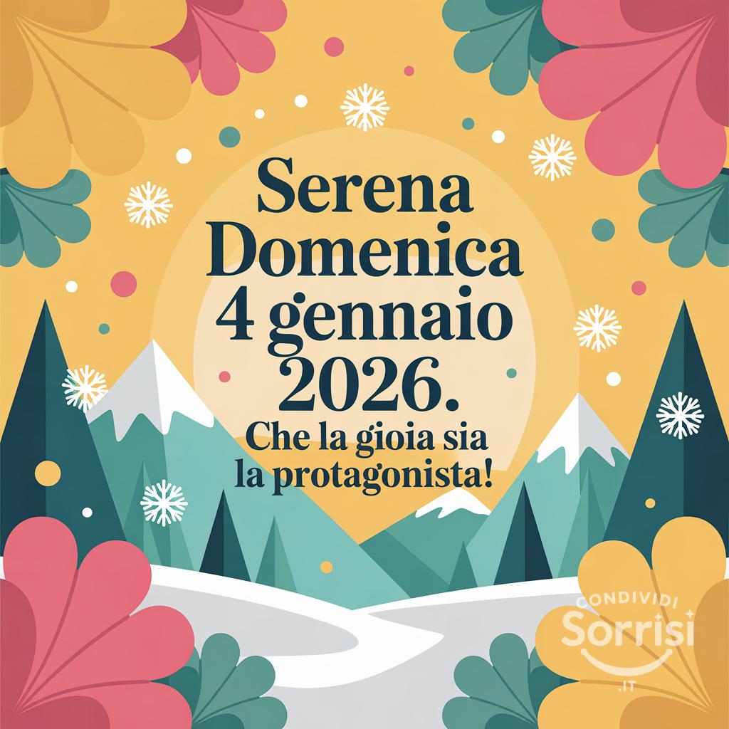 Serena domenica 4 gennaio 2026. Che la gioia sia la protagonista!