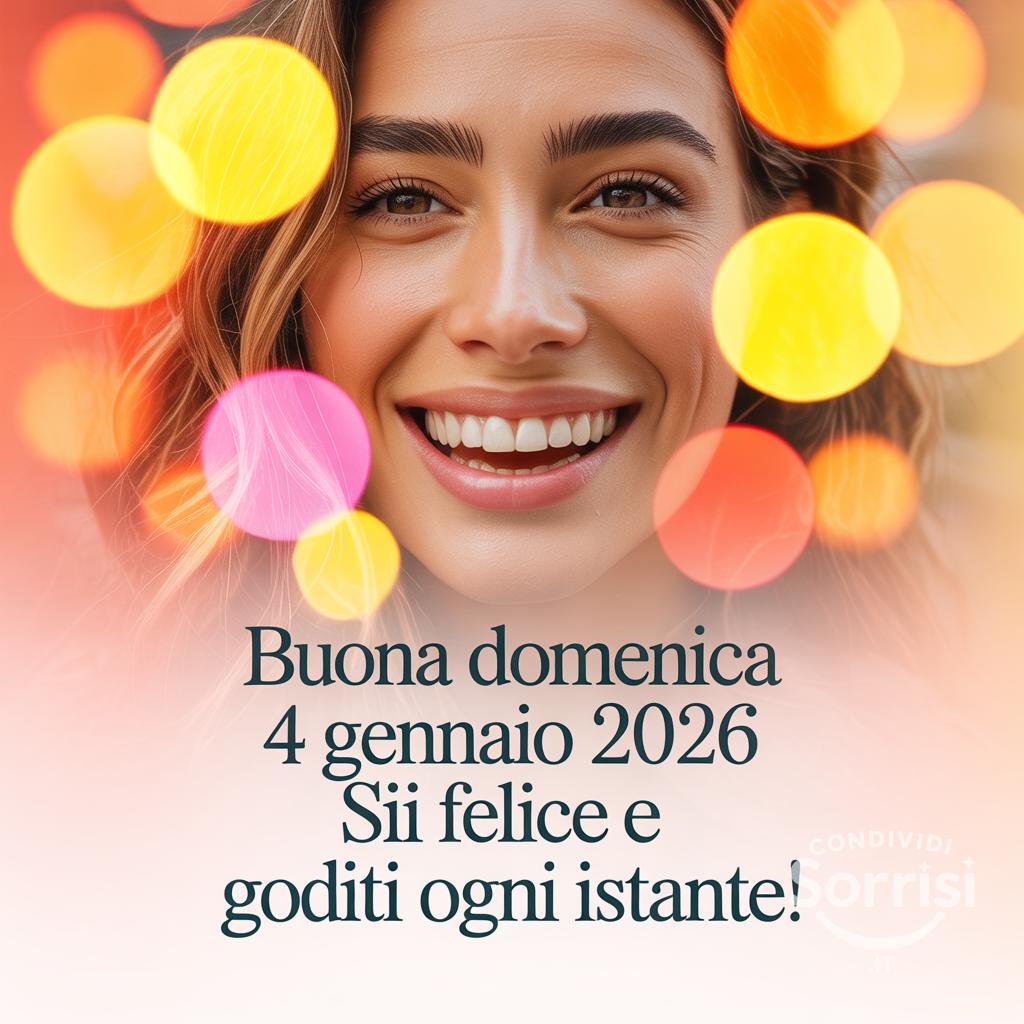 Buona domenica 4 gennaio 2026! Sii felice e goditi ogni istante!